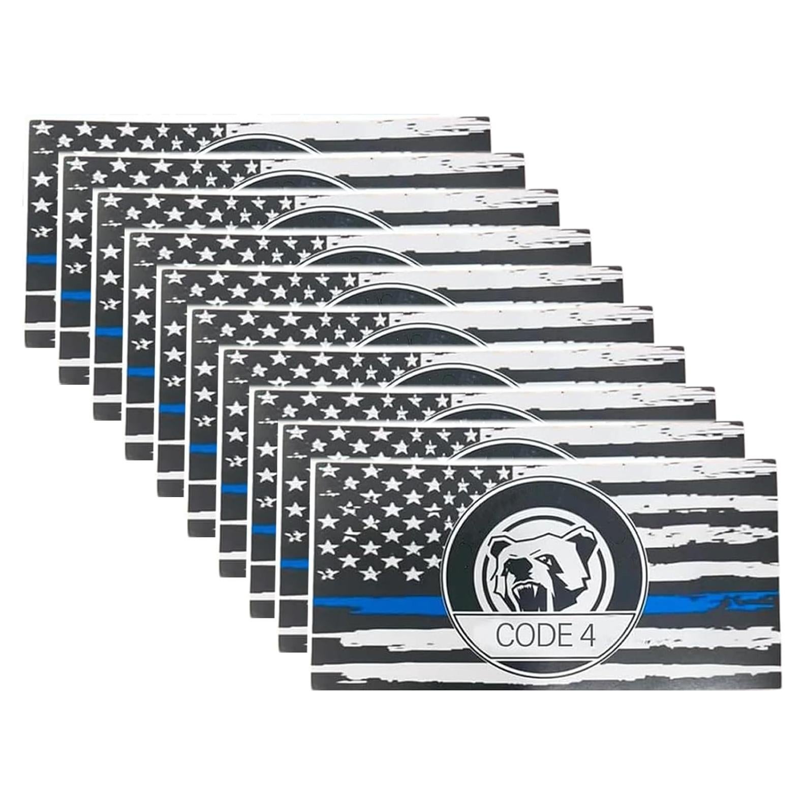 10pcs Thin Blue line Flag Car Sticker Decal, Police Support American Flag Bumper Stickers for Cars Trucks Window Laptop, Bandera de policía la línea Azul para carro