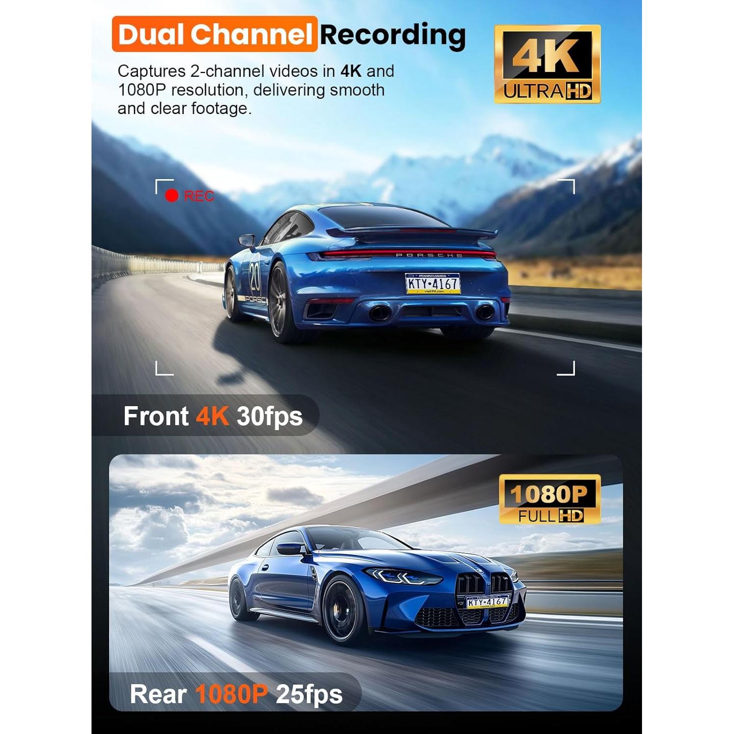 Cámara Dash 4K Affver A4 Doble con GPS y Pantalla IPS