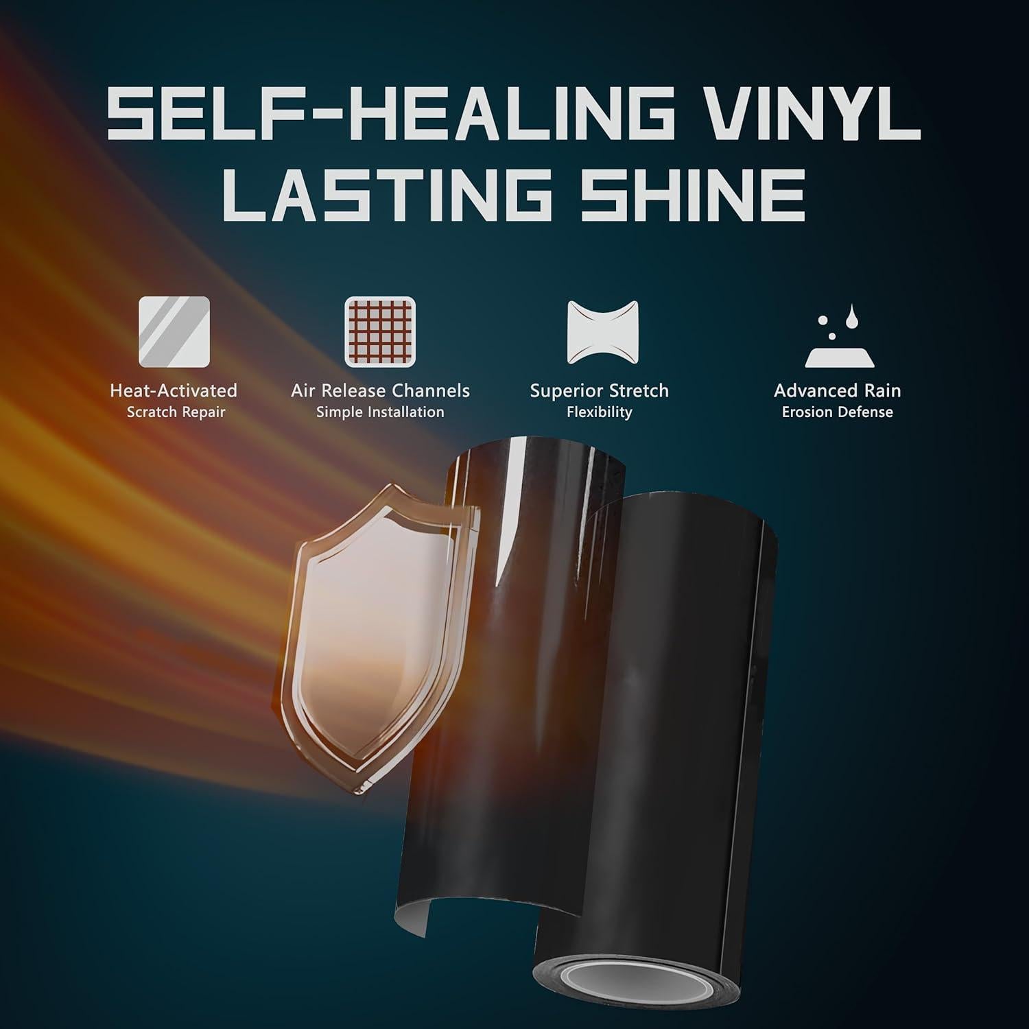 Envoltura de Vinilo Negro Piano PBEE 0.46m x 1.52m Autoreparación