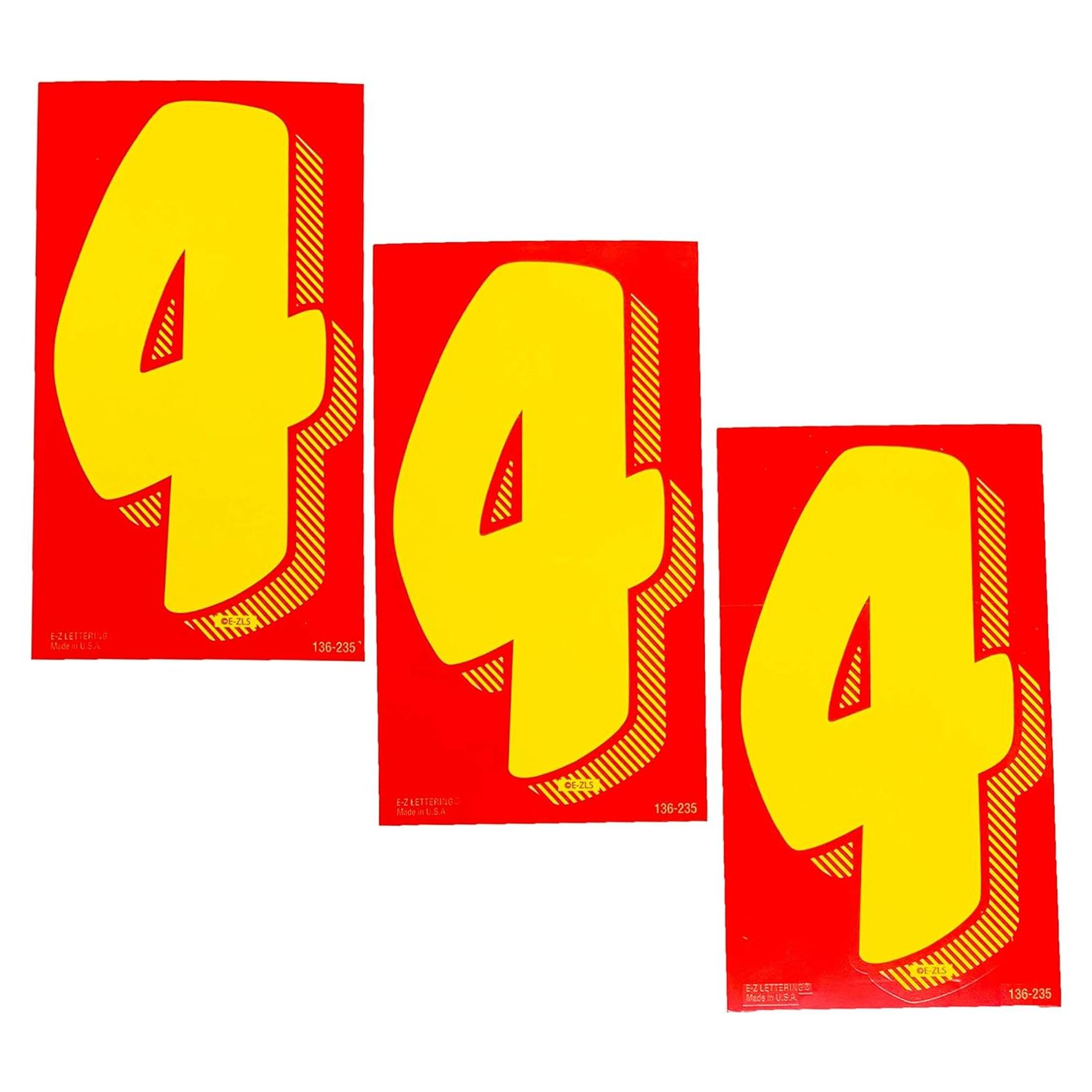 Calcomanías de Vinilo EZ Line Número 4 Rojas y Amarillas 36 Unidades