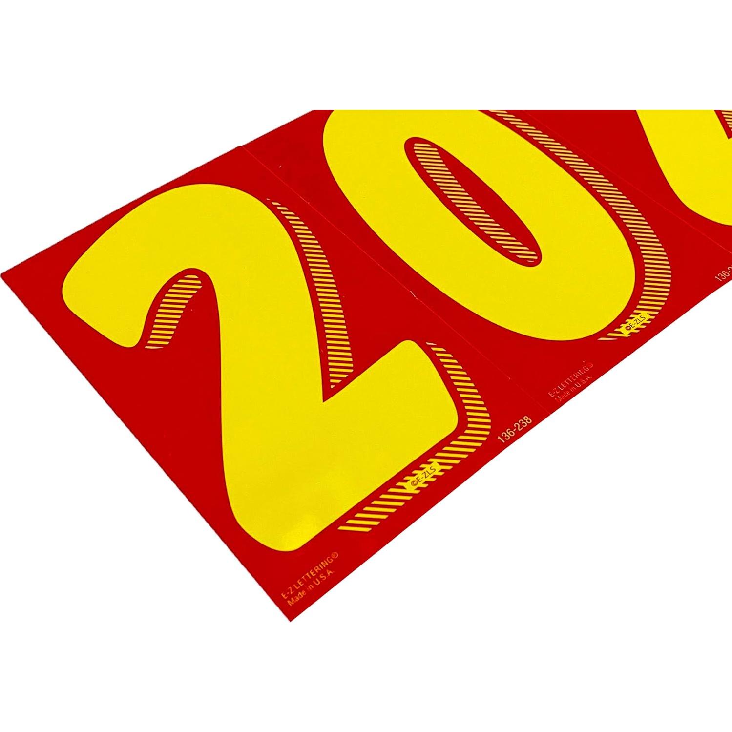 Calcomanías de Vinilo EZ Line Número 4 Rojas y Amarillas 36 Unidades