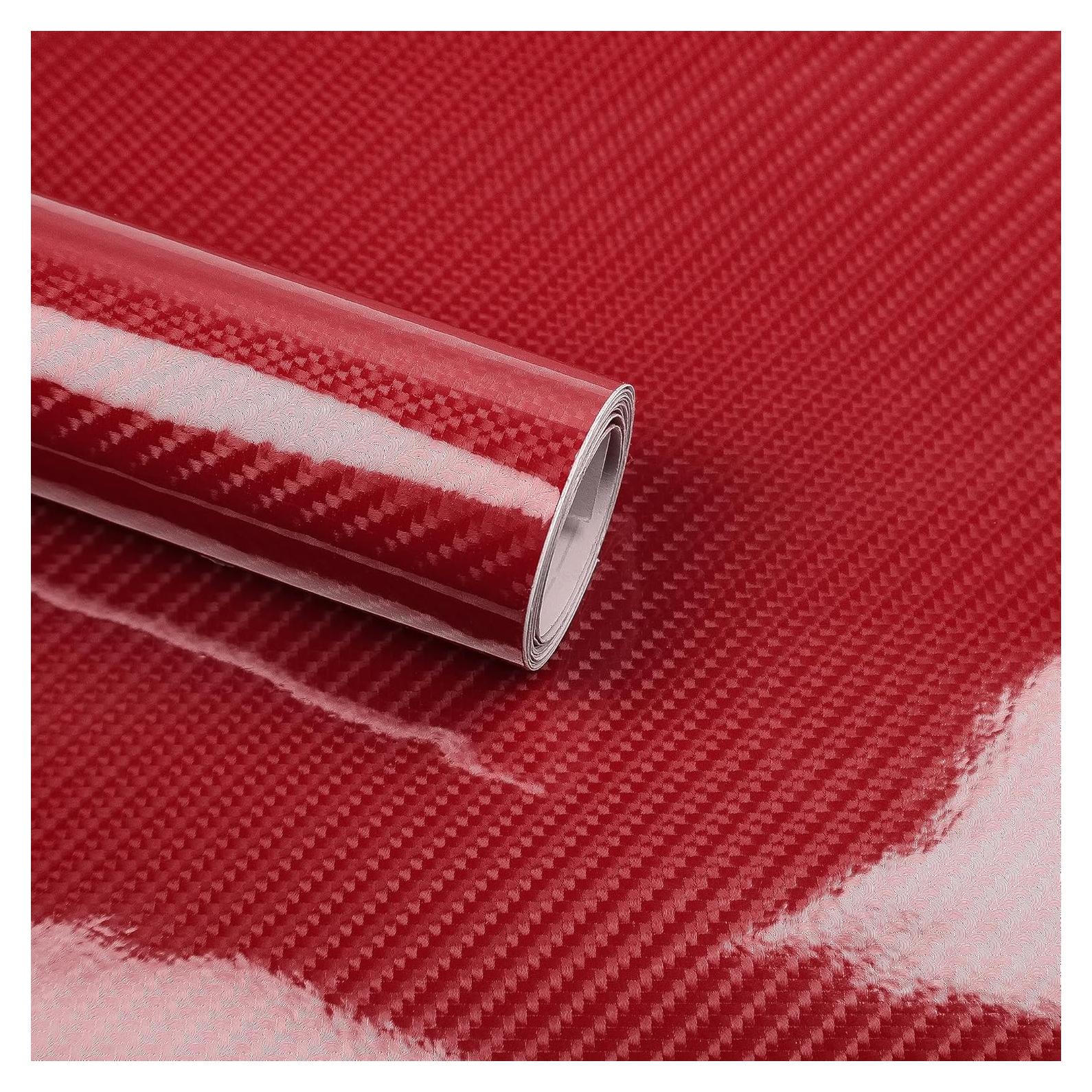 Vinilo Envoltura Fibra de Carbono Lypumso 6D 0.3m x 1.5m Rojo