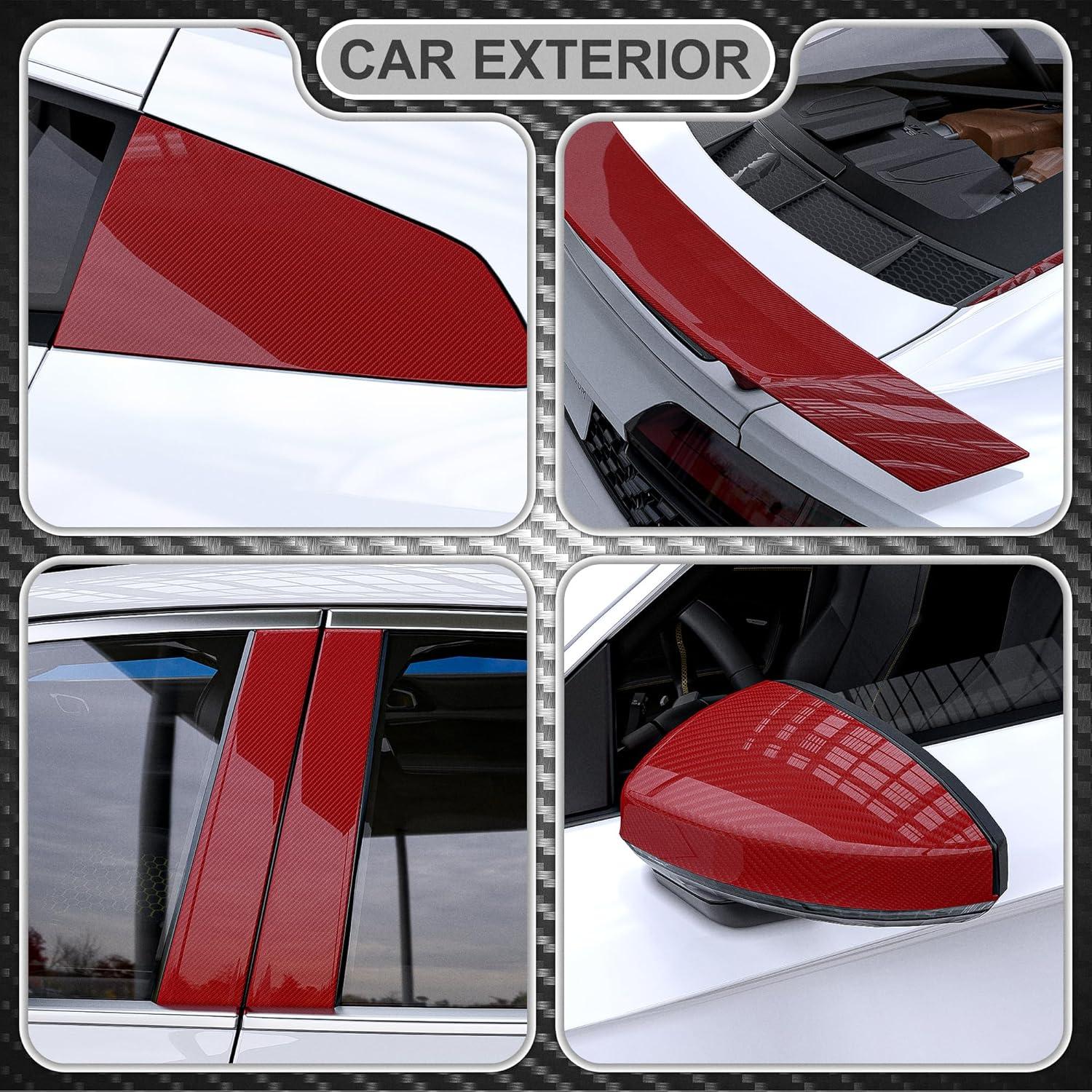 Vinilo Envoltura Fibra de Carbono Lypumso 6D 0.3m x 1.5m Rojo