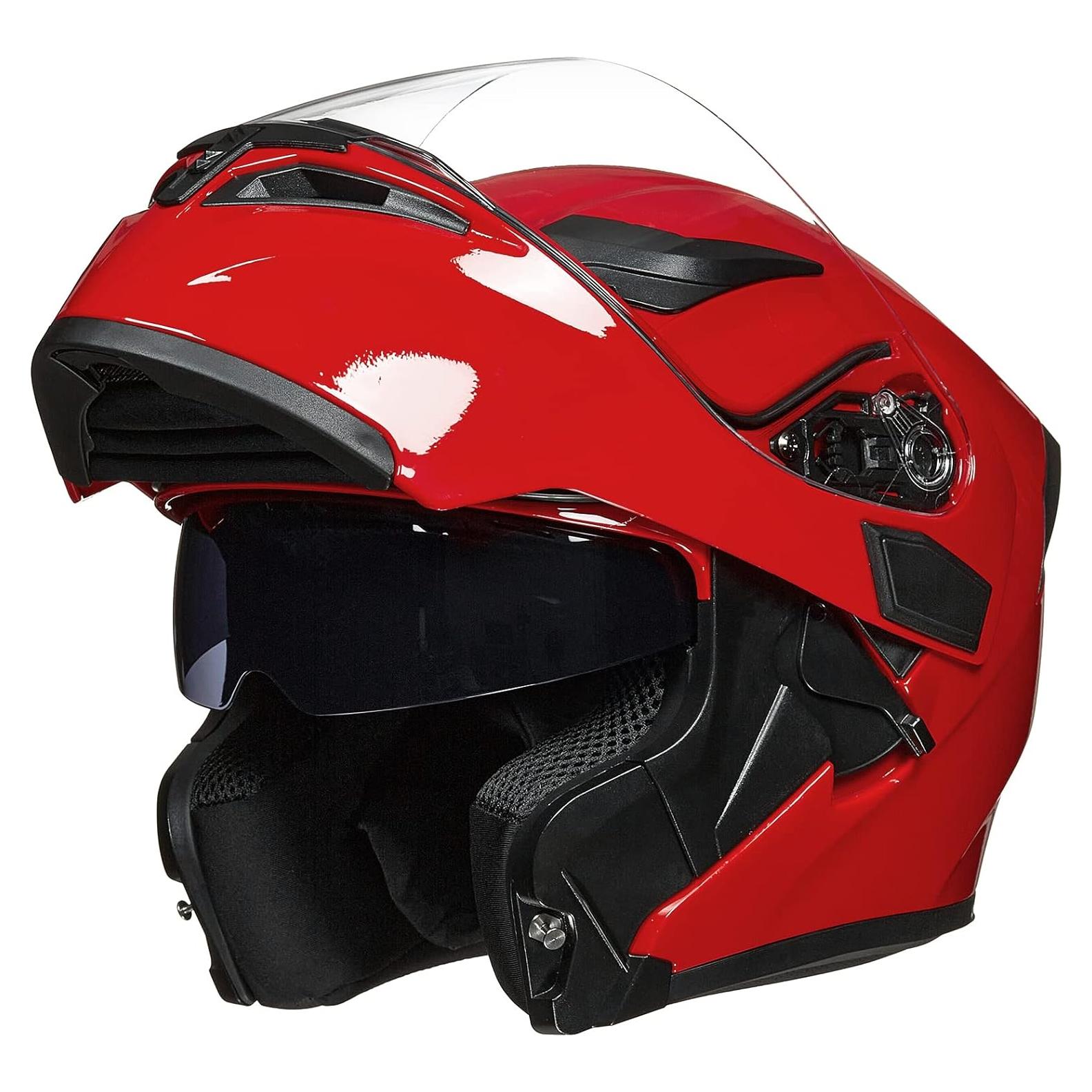 Casco Modular ILM 902 Doble Visor Negro Rojo 2.27 kg