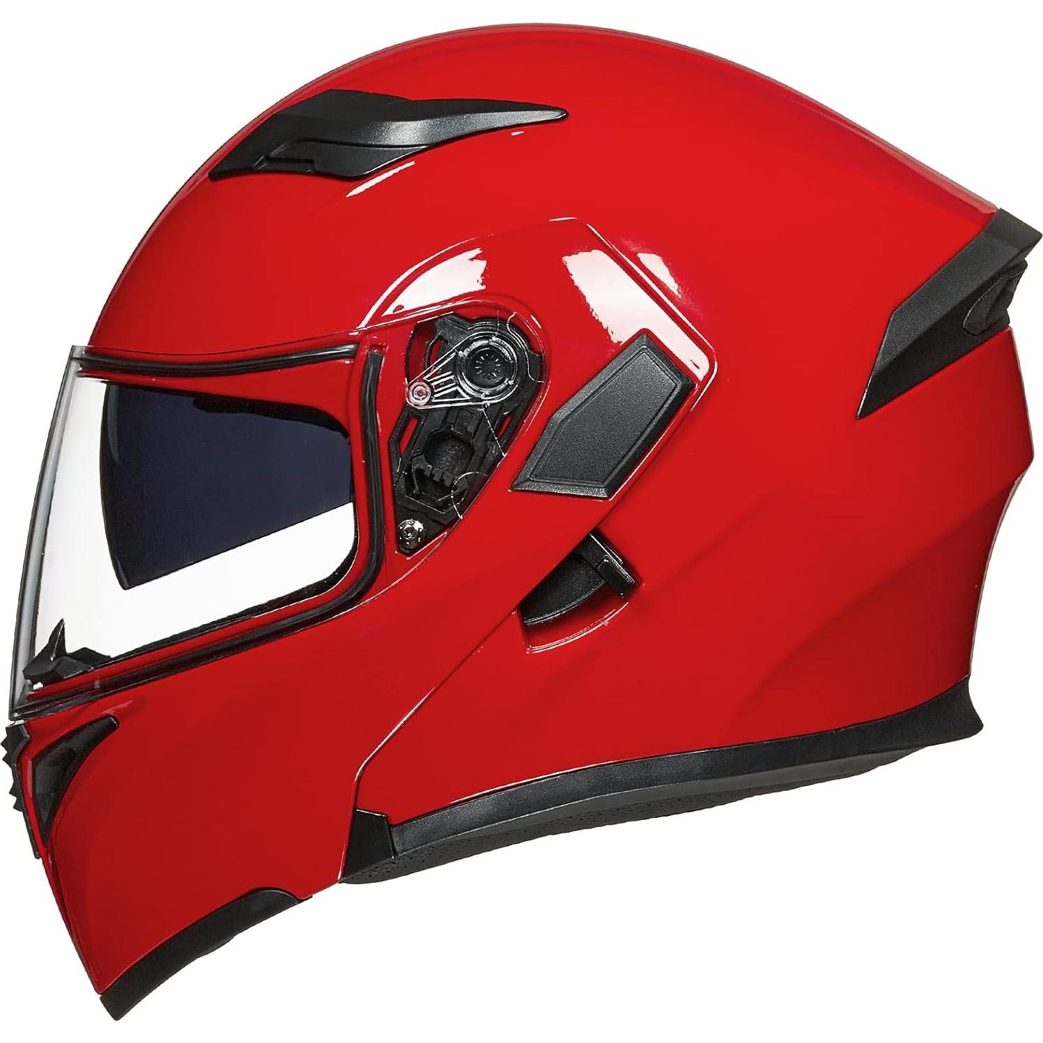 Casco Modular ILM 902 Doble Visor Negro Rojo 2.27 kg