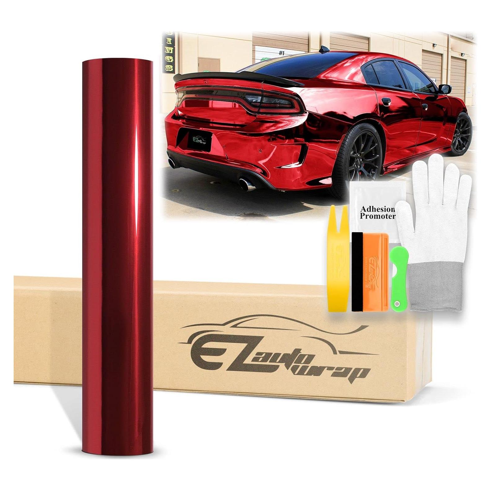 Vinilo Adhesivo EZAUTO WRAP 24x60" Rojo con Herramientas