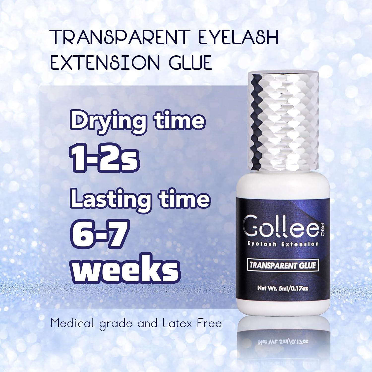 Transparent Eyelash Extension Glue Lash Glue for Eyelash Extensions - (0.17fl.oz / 5ml) 1-2 S Fast Drying/Retention 6 Week/Clear Eyelash Adhesive for Eyelash Extensions Professional Supplies