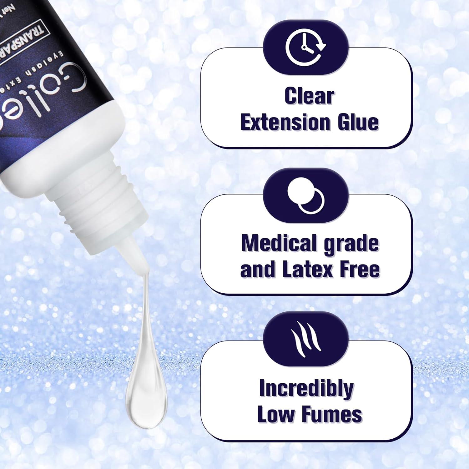 Transparent Eyelash Extension Glue Lash Glue for Eyelash Extensions - (0.17fl.oz / 5ml) 1-2 S Fast Drying/Retention 6 Week/Clear Eyelash Adhesive for Eyelash Extensions Professional Supplies