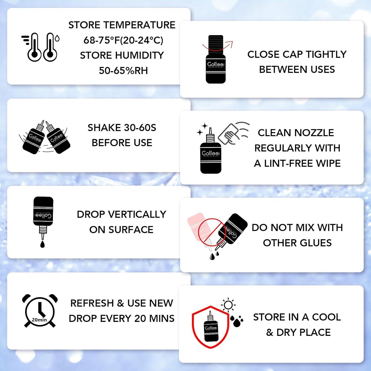 Transparent Eyelash Extension Glue Lash Glue for Eyelash Extensions - (0.17fl.oz / 5ml) 1-2 S Fast Drying/Retention 6 Week/Clear Eyelash Adhesive for Eyelash Extensions Professional Supplies