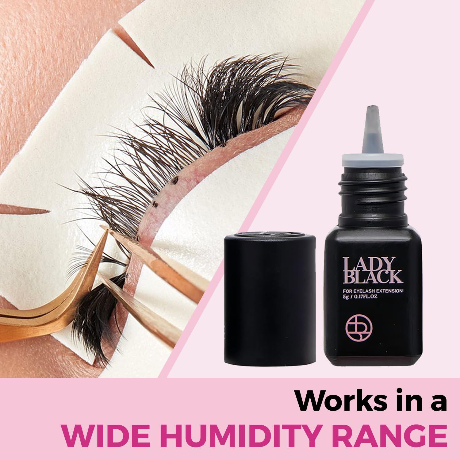 Pegamento para Extensiones de Pestañas Lady Black 5ml - Secado 3-4s