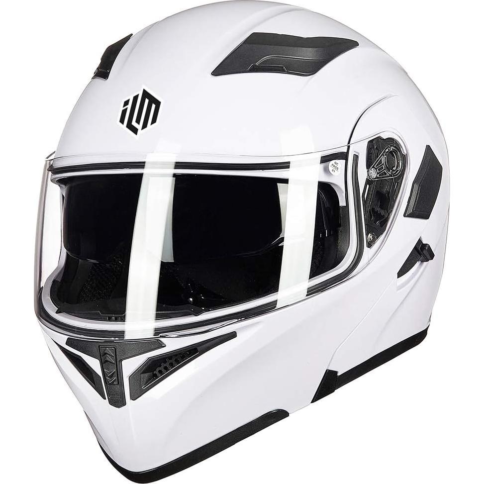 ILM Motorcycle Dual Visor Flip up Modular Full Face Helmet DOT 6 Colors Model 902