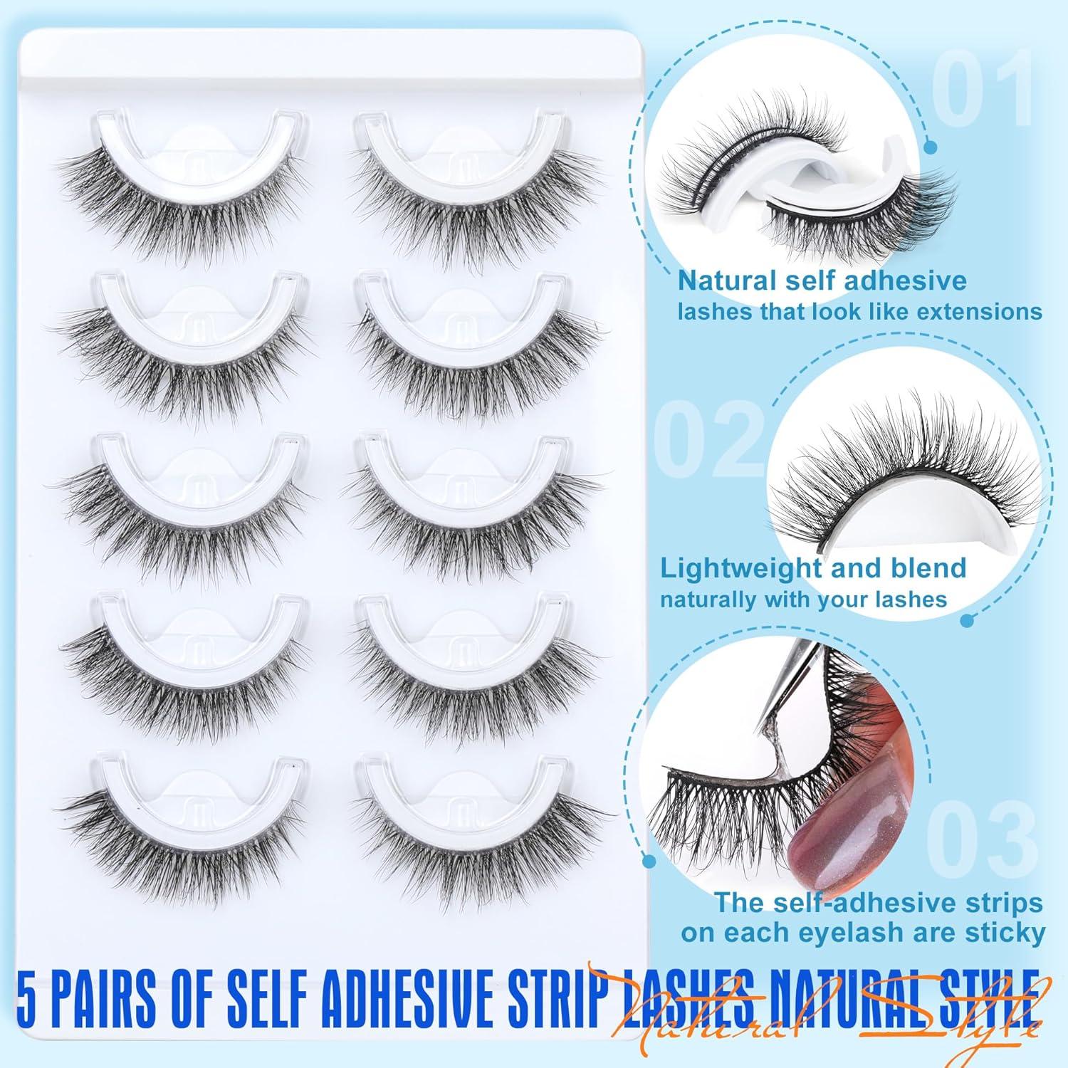 Pestañas Autoadhesivas Naturales ALICROWN - 5 Pares 3D