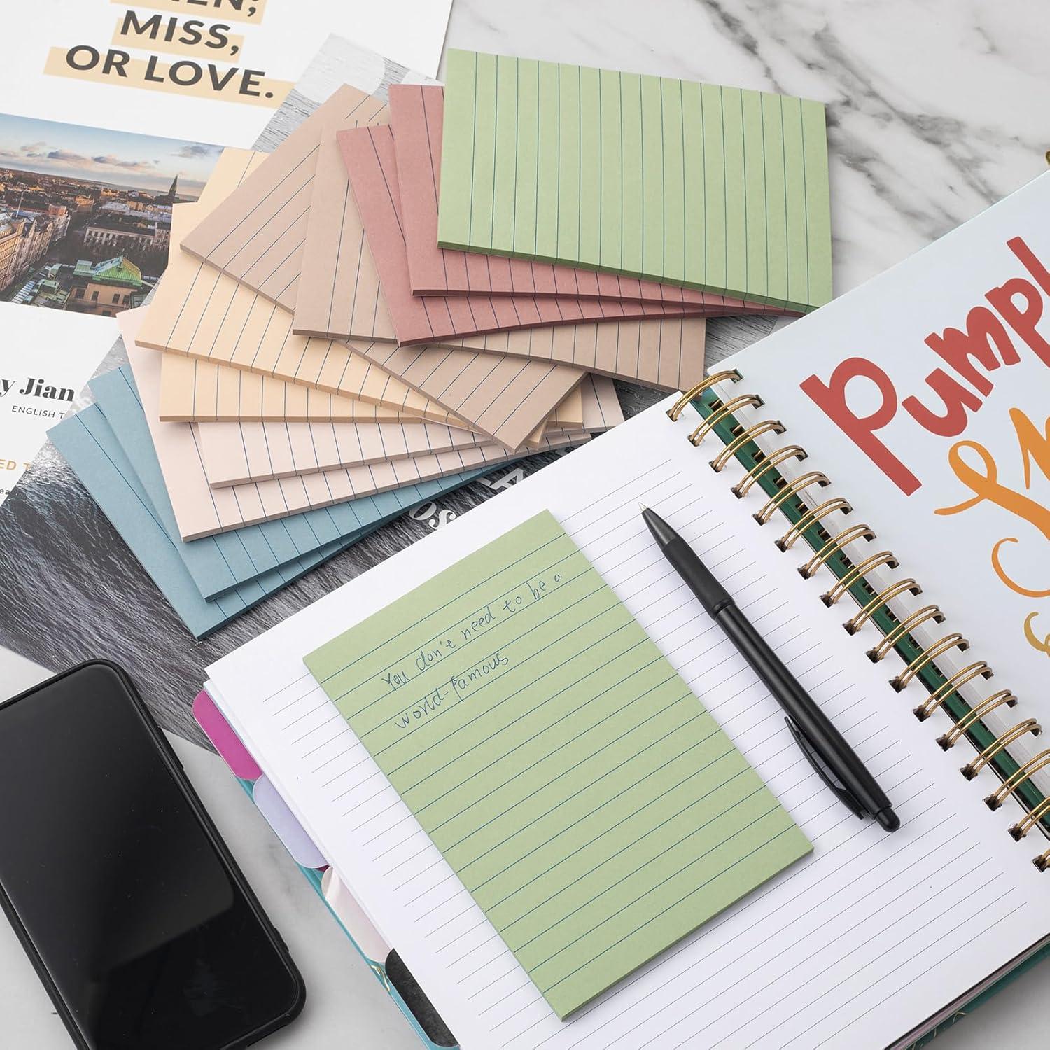 Paquete de 12 Notas Adhesivas Rayadas Kozerite 10x15 cm Vintage