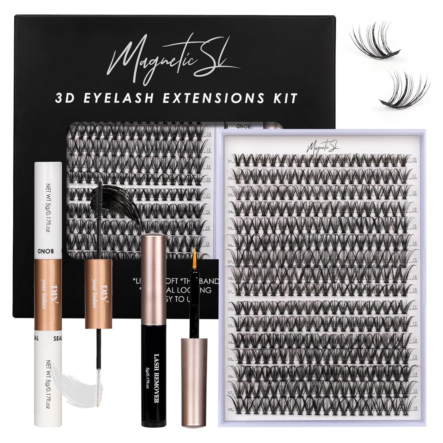 Kit de Extensiones de Pestañas 320pcs SL 30D 40D Adhesivo y Sellador