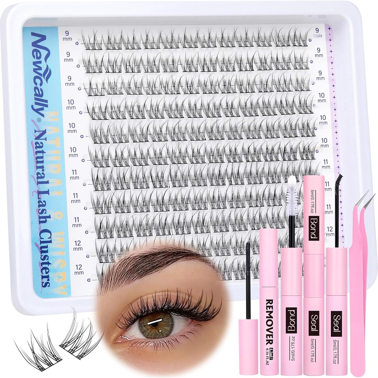 Kit de Extensión de Pestañas Newcally 9-12mm Suaves y Naturales