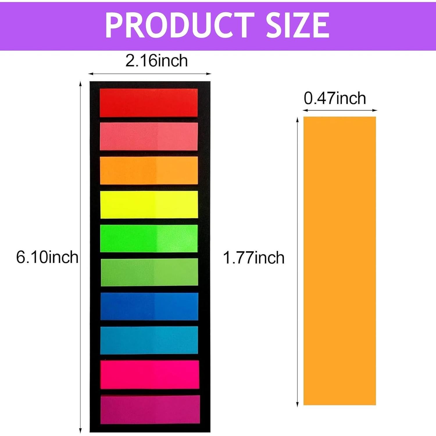 2400 Piezas Marcadores de Página Adhesivos Vabrloy Neón