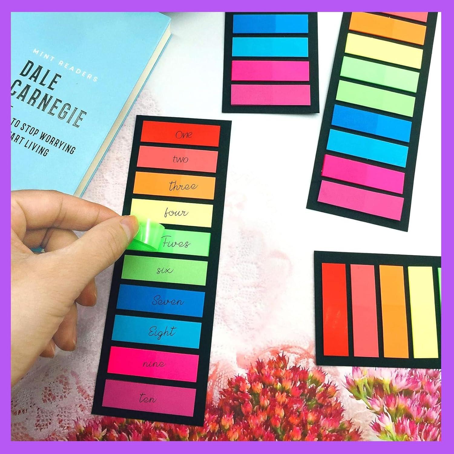 2400 Piezas Marcadores de Página Adhesivos Vabrloy Neón