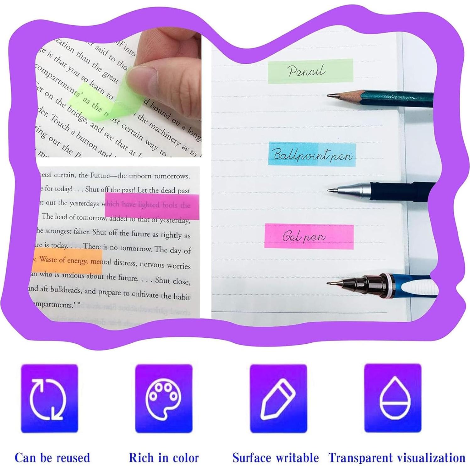 2400 Piezas Marcadores de Página Adhesivos Vabrloy Neón