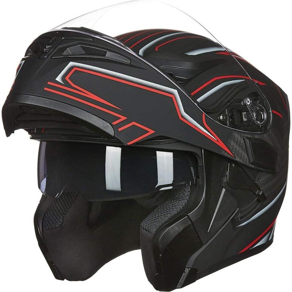 ILM Motorcycle Dual Visor Flip up Modular Full Face Helmet DOT 6 Colors Model 902