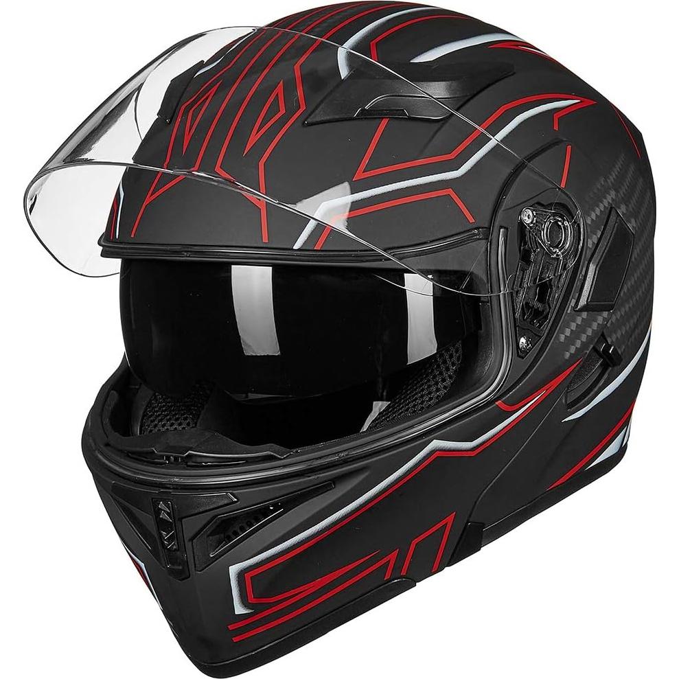 ILM Motorcycle Dual Visor Flip up Modular Full Face Helmet DOT 6 Colors Model 902