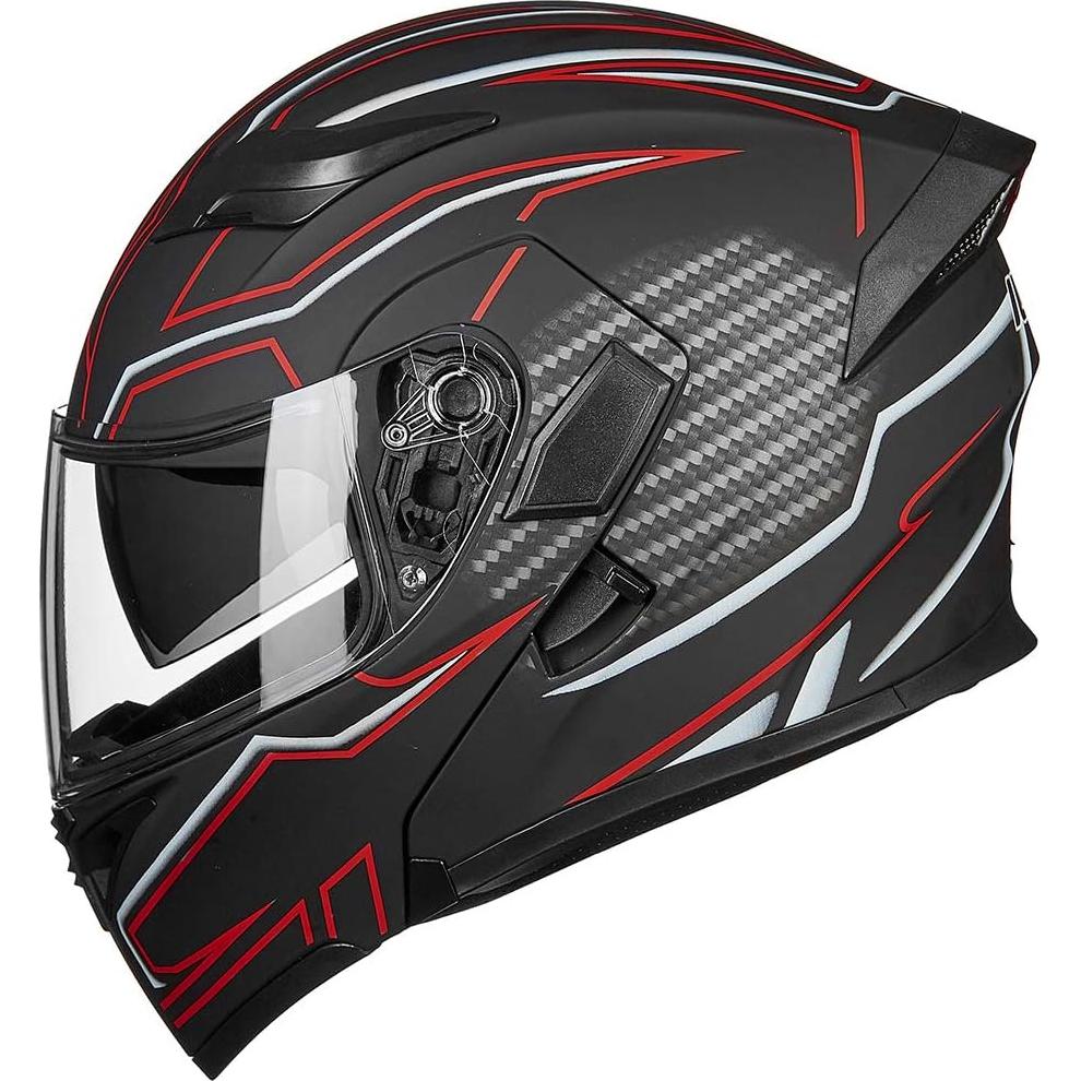 ILM Motorcycle Dual Visor Flip up Modular Full Face Helmet DOT 6 Colors Model 902
