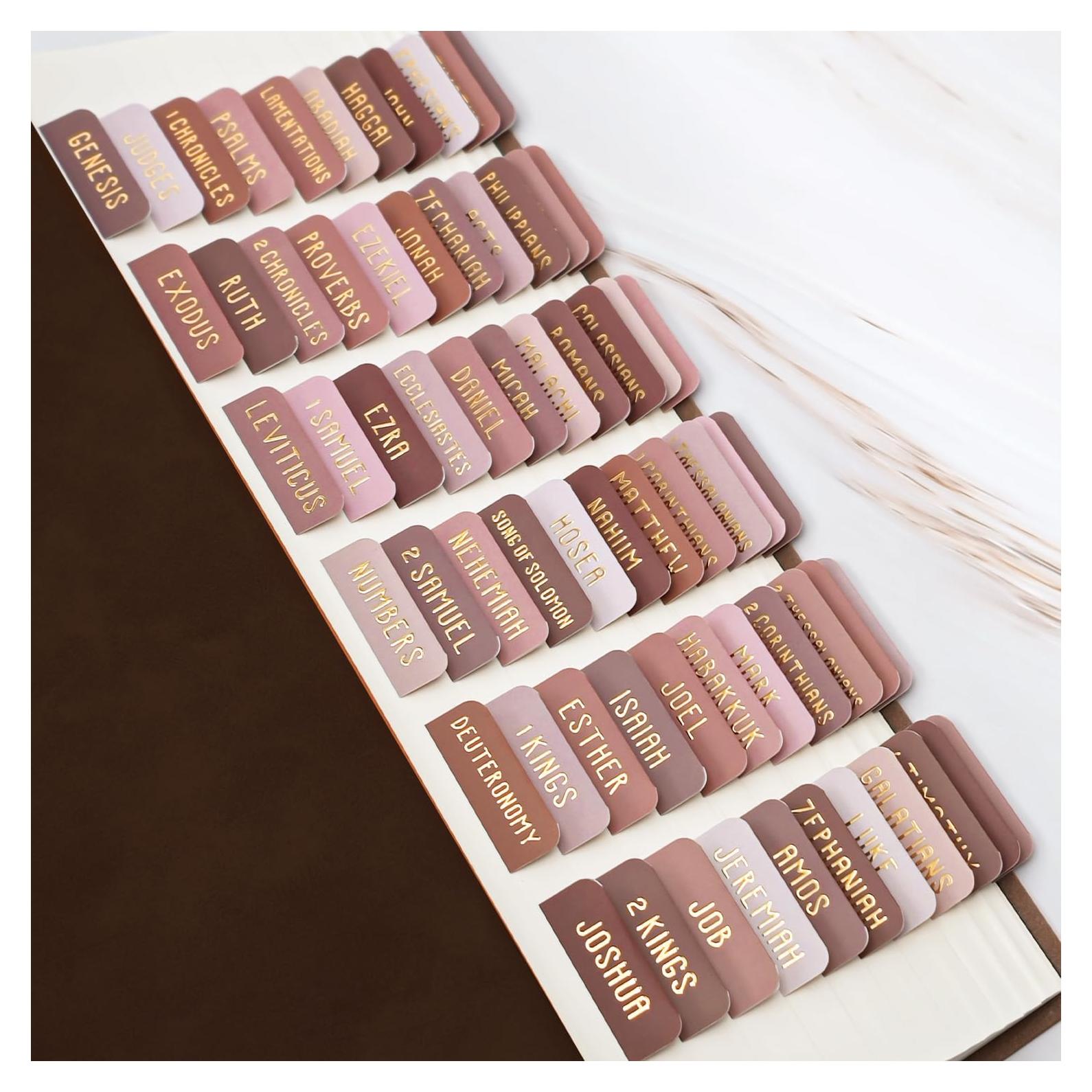 Etiquetas de Biblia Laminadas Uzriyl - Tono Mocha, 66 Piezas