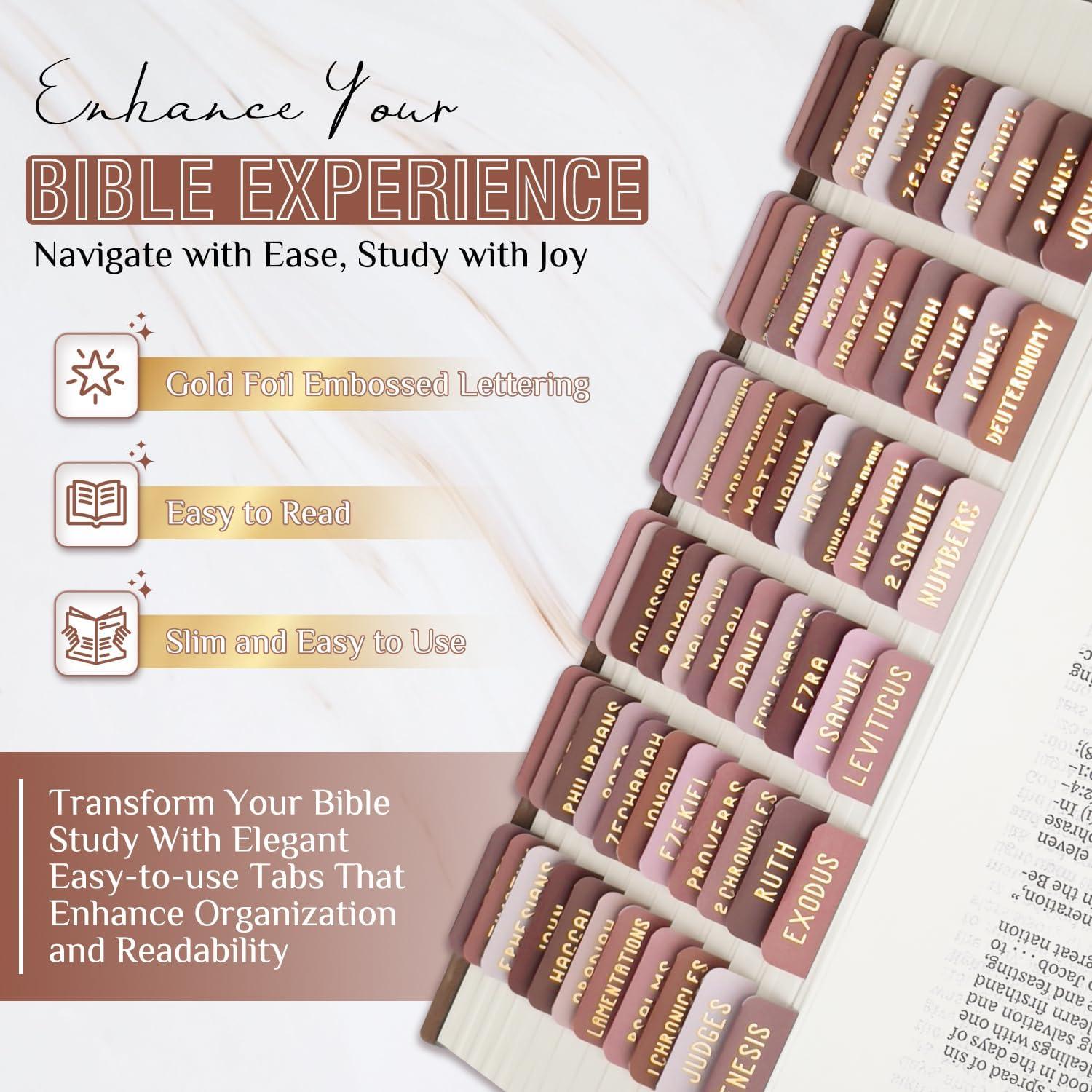 Etiquetas de Biblia Laminadas Uzriyl - Tono Mocha, 66 Piezas