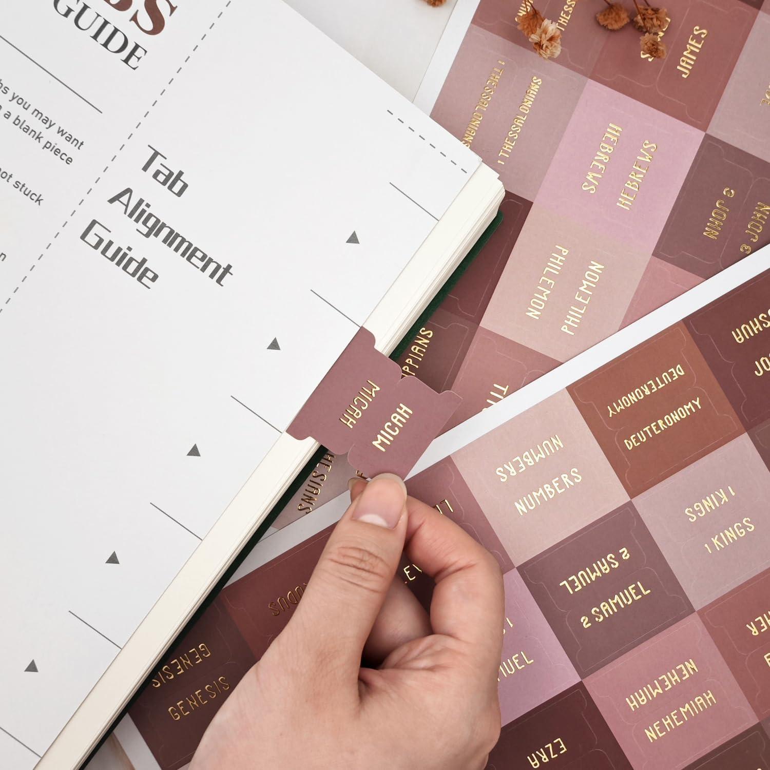 Etiquetas de Biblia Laminadas Uzriyl - Tono Mocha, 66 Piezas