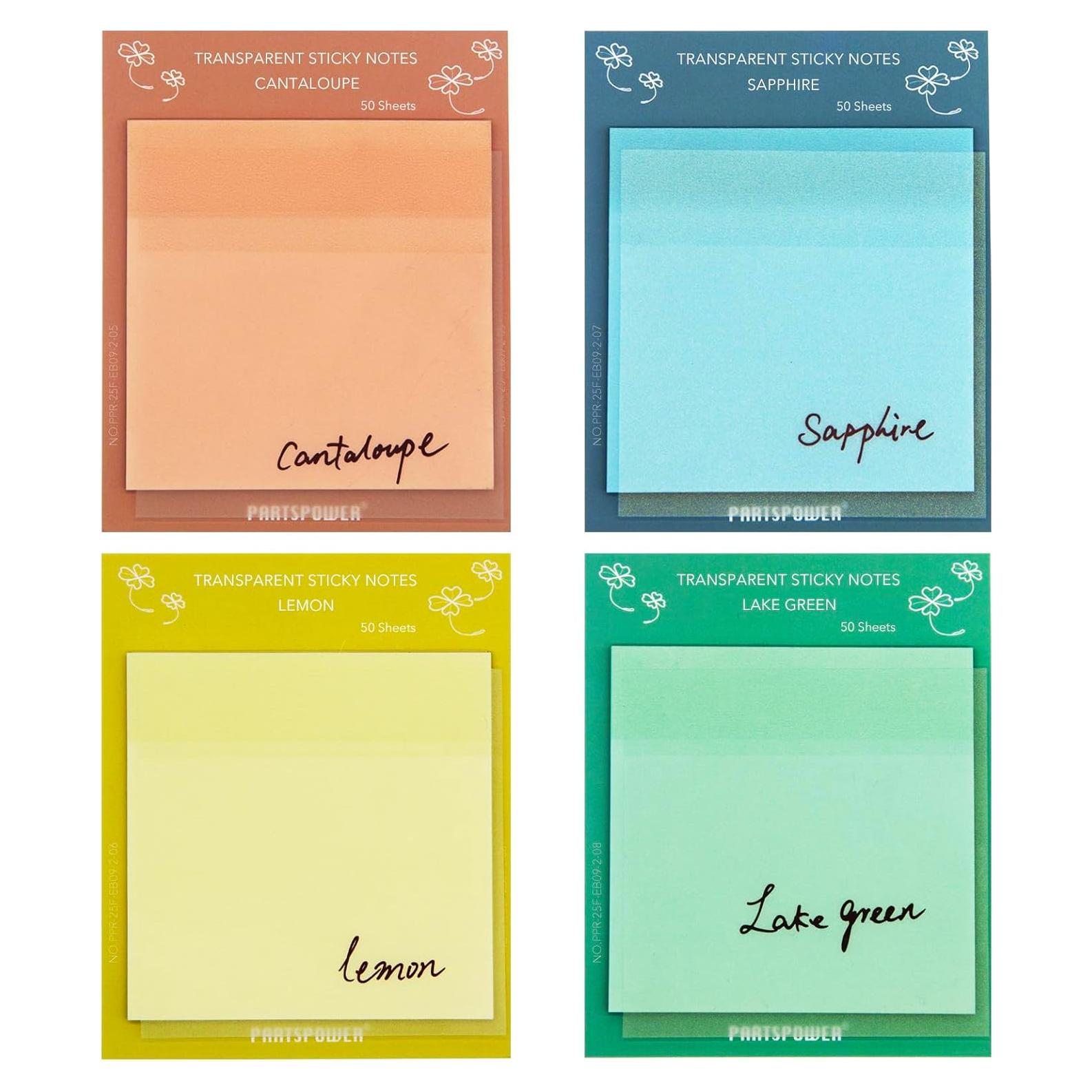 Notas Adhesivas Transparentes PARTSPOWER 4 Paquetes 7.62x7.62 cm