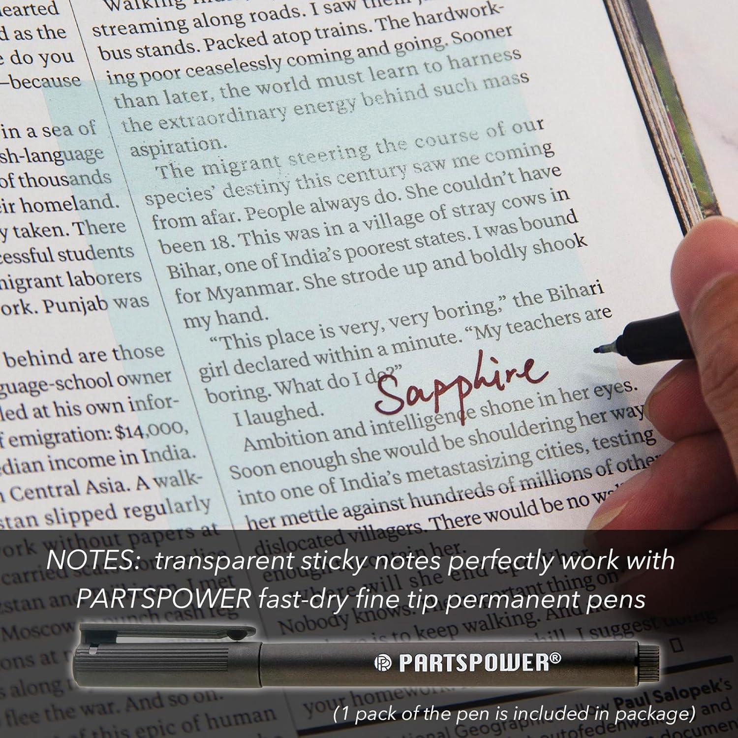 Notas Adhesivas Transparentes PARTSPOWER 4 Paquetes 7.62x7.62 cm