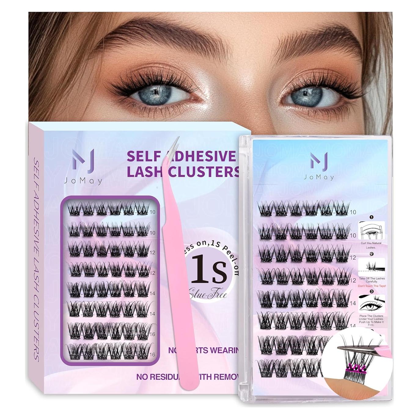 Kit de Pestañas Autoadhesivas JoMay 48PCS 10-16mm DIY