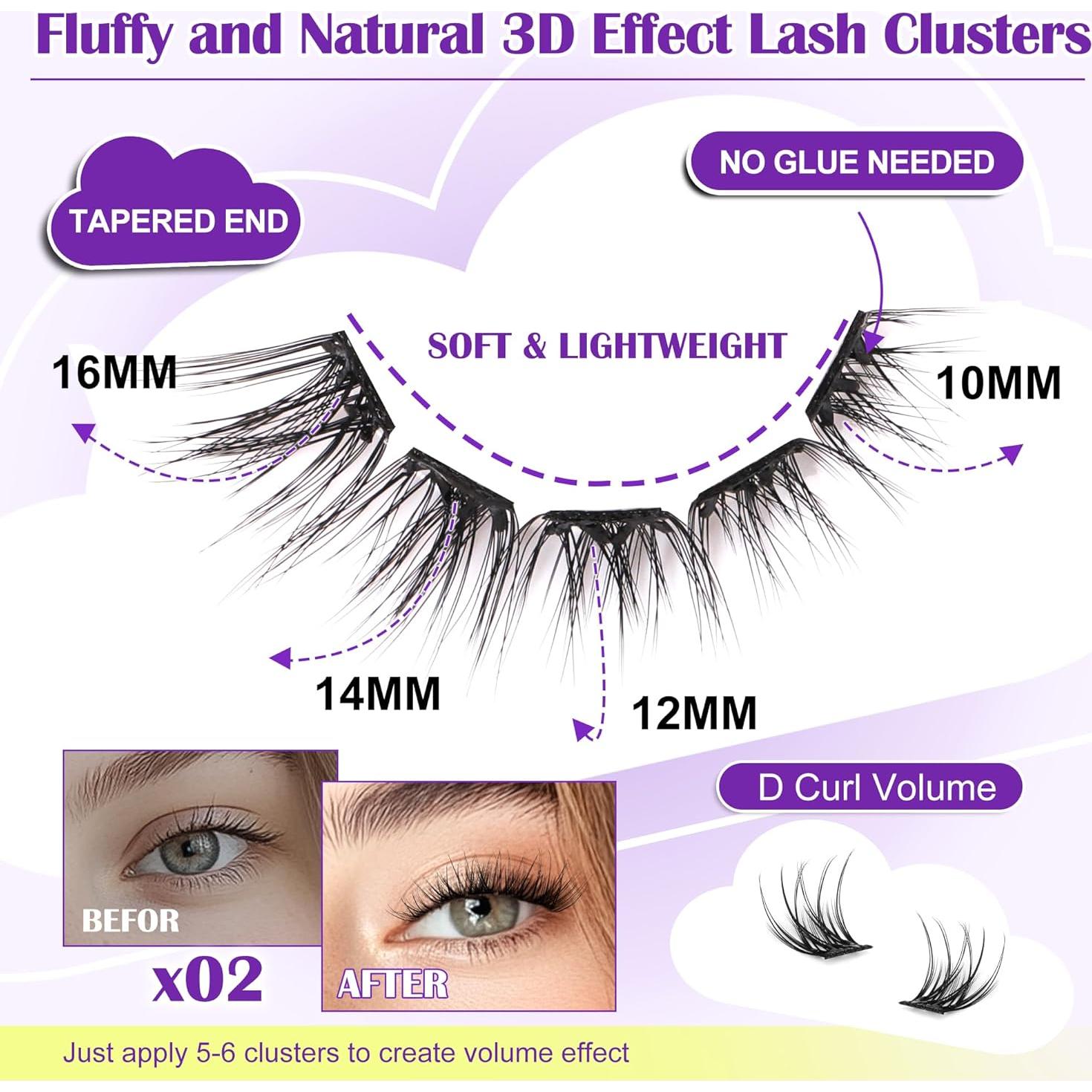 Kit de Pestañas Autoadhesivas JoMay 48PCS 10-16mm DIY