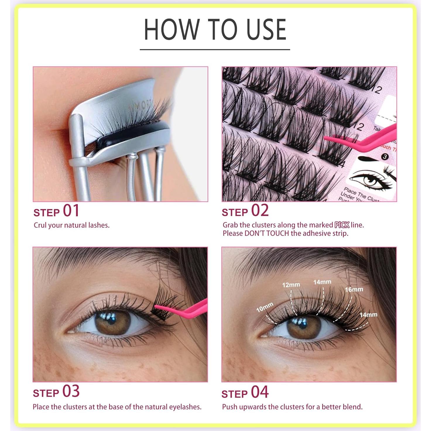 Kit de Pestañas Autoadhesivas JoMay 48PCS 10-16mm DIY