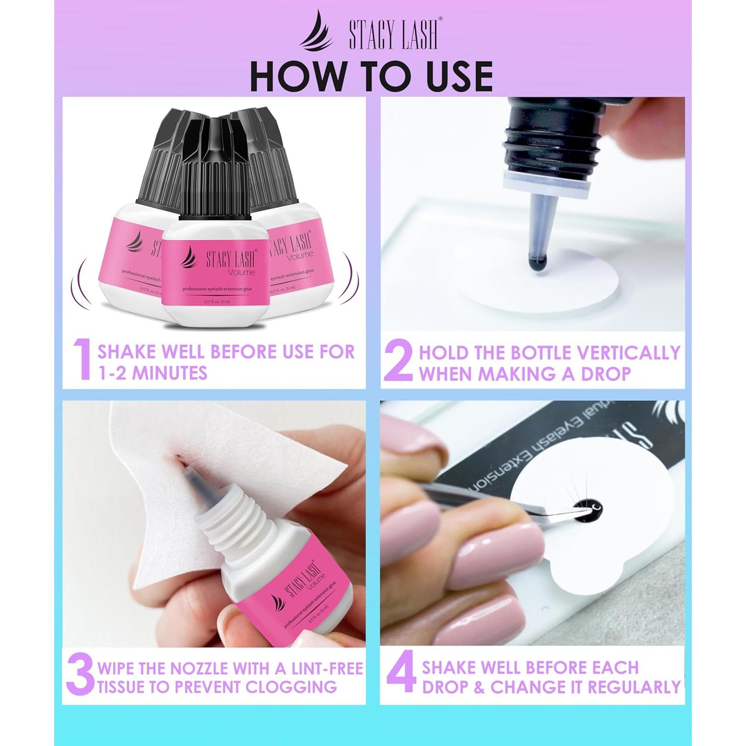 Pegamento para Pestañas Stacy Lash 5ml - Secado 3-4s, 6 Semanas