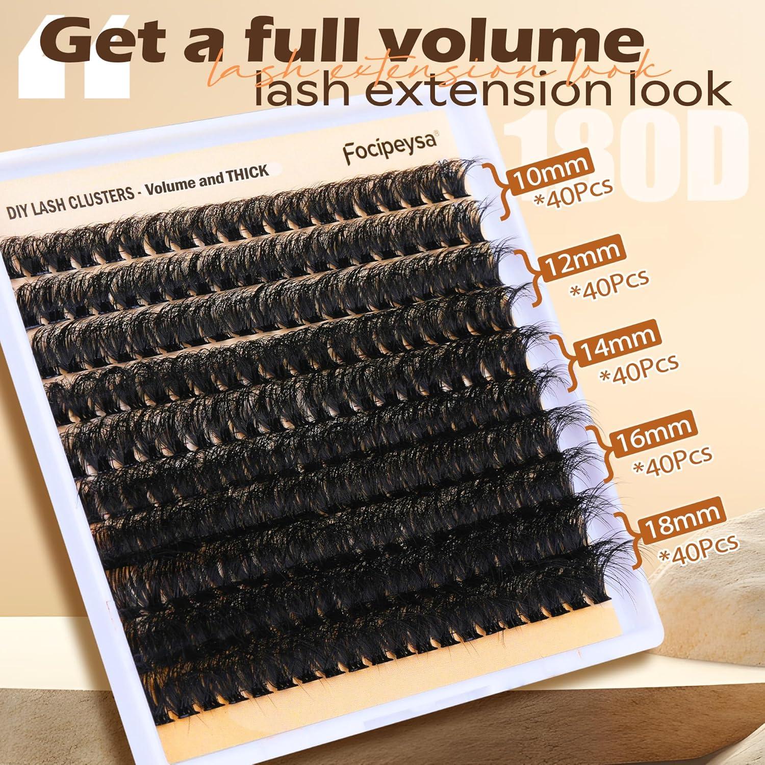 Kit de Extensión de Pestañas Focipeysa 90D 10-18mm 200Pcs