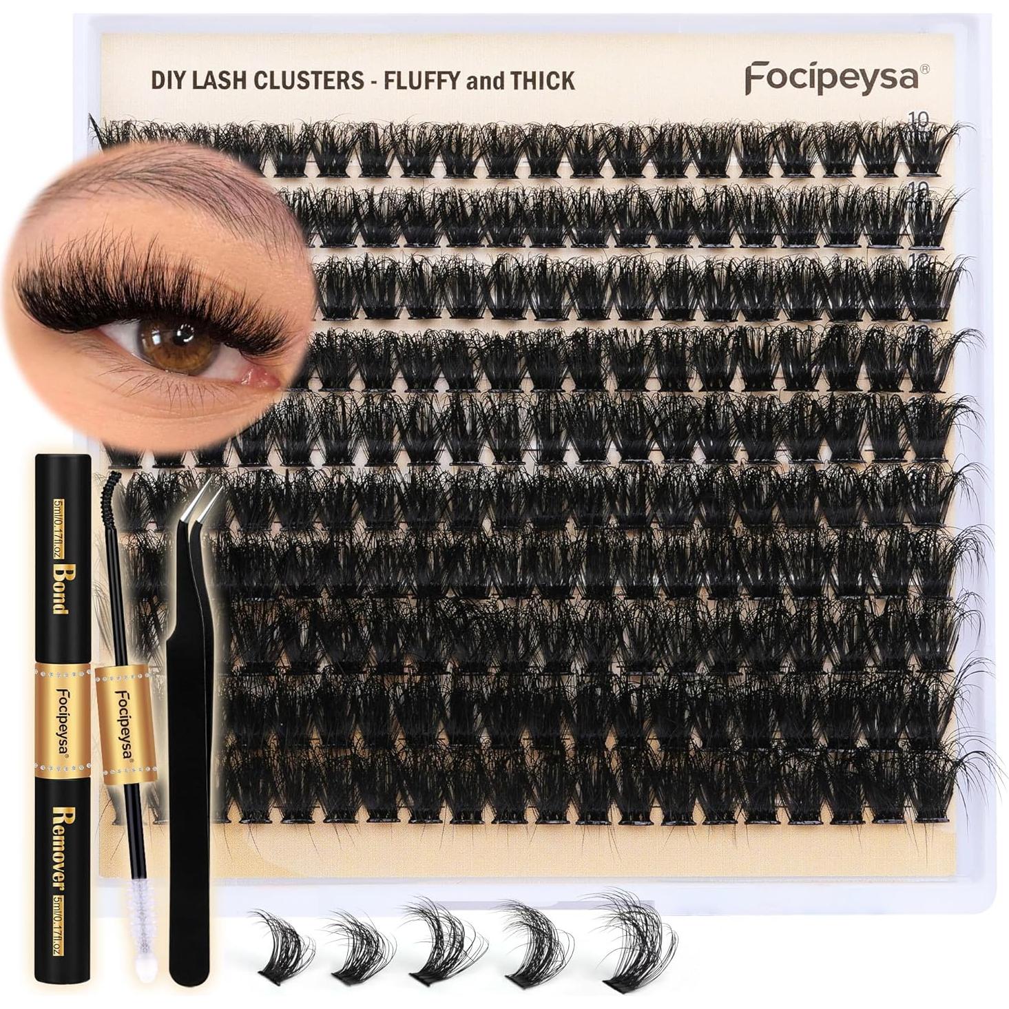 Kit de Extensión de Pestañas Focipeysa 90D 10-18mm 200Pcs