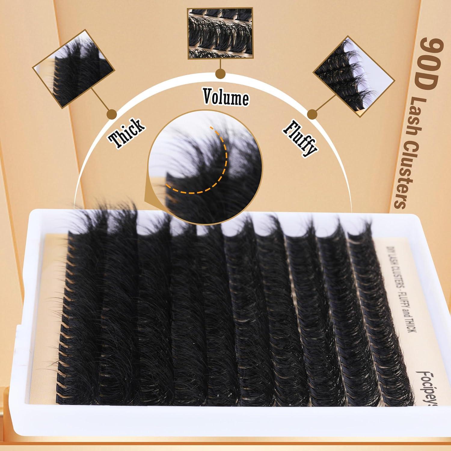 Kit de Extensión de Pestañas Focipeysa 90D 10-18mm 200Pcs