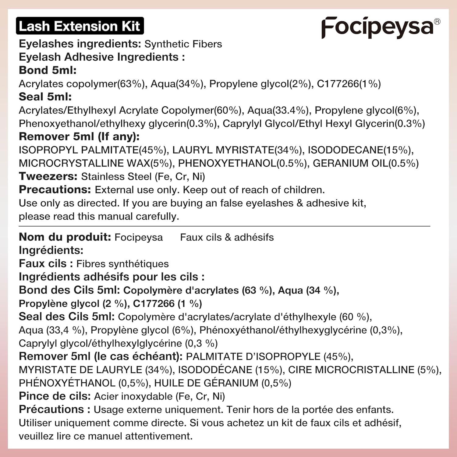 Kit de Extensión de Pestañas Focipeysa 90D 10-18mm 200Pcs