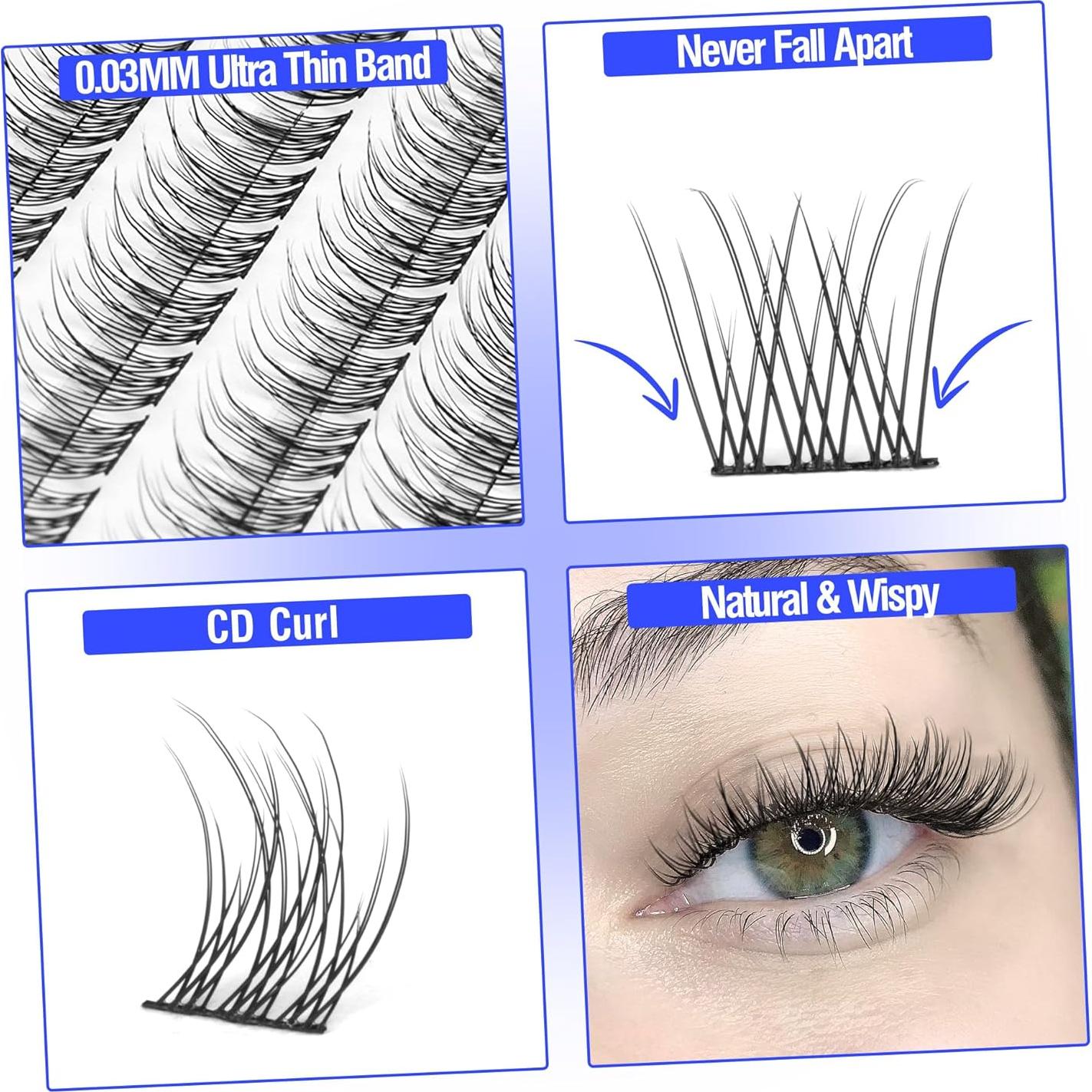 Kit de Pestañas Wispy Naturales Mavphnee 168 Pcs con Adhesivo