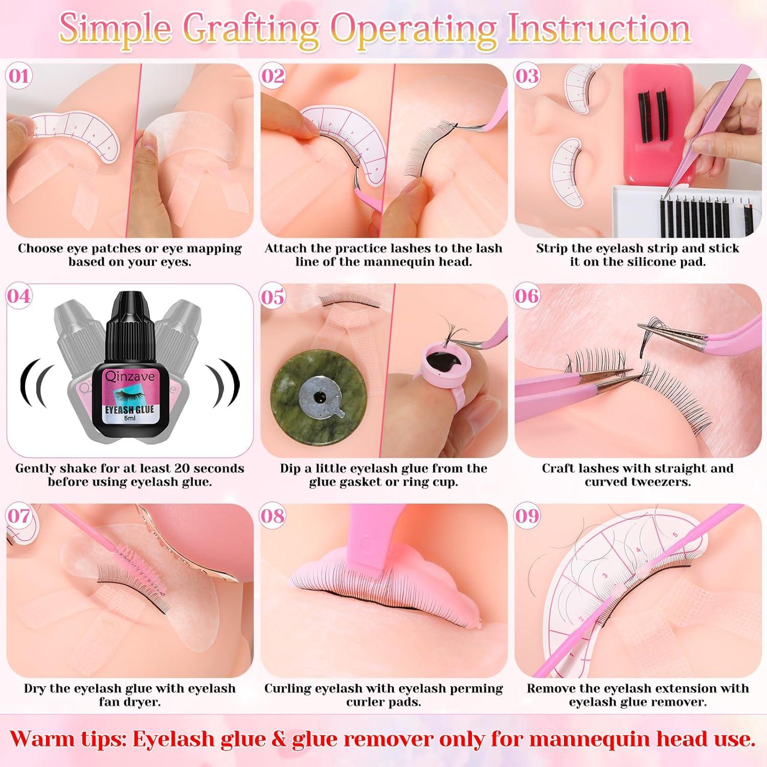 Kit de Extensión de Pestañas Qinzave para Principiantes 470PCS