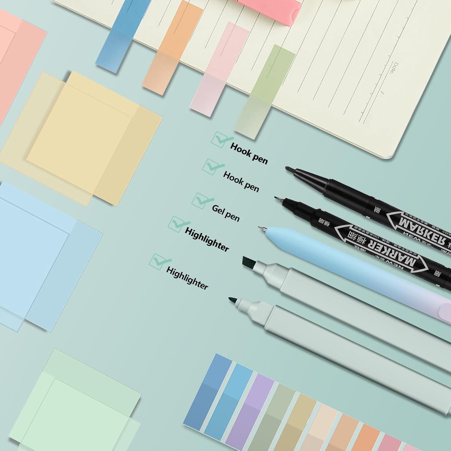 Kit de Anotación Jutom 38 Pcs con Marcadores y Notas Adhesivas