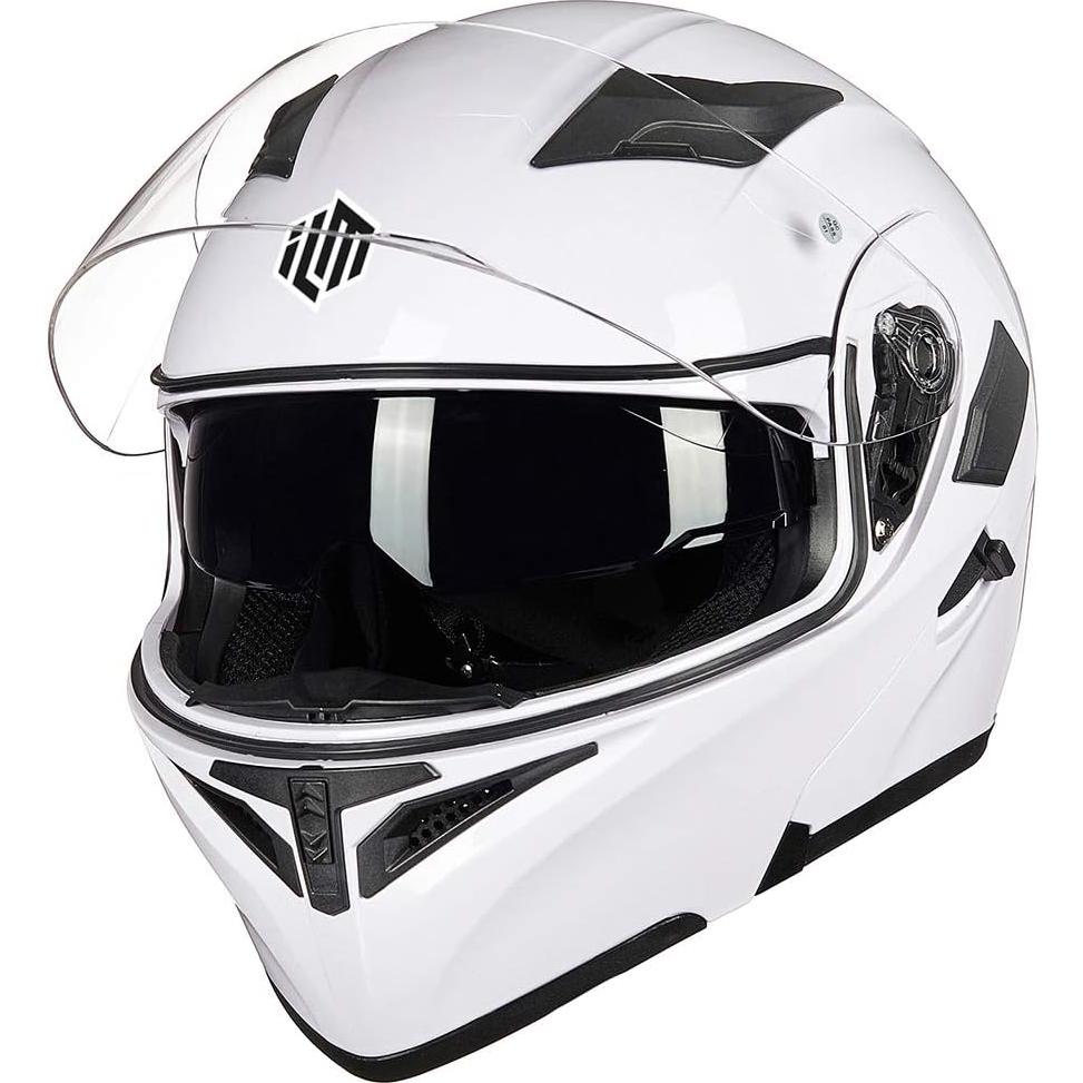 ILM Motorcycle Dual Visor Flip up Modular Full Face Helmet DOT 6 Colors Model 902