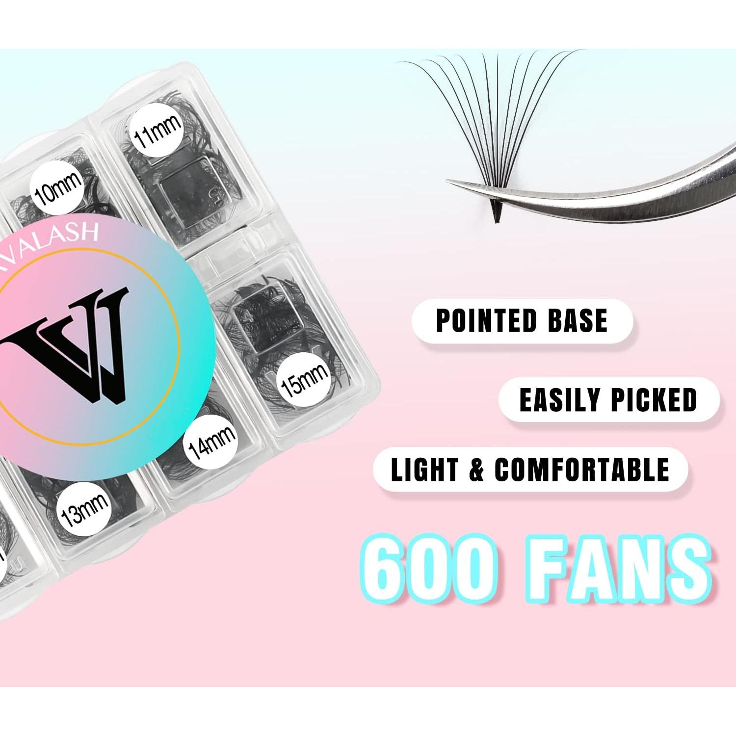 Ventiladores de Pestañas Premontados VAVALASH 600 Unidades 8-15mm