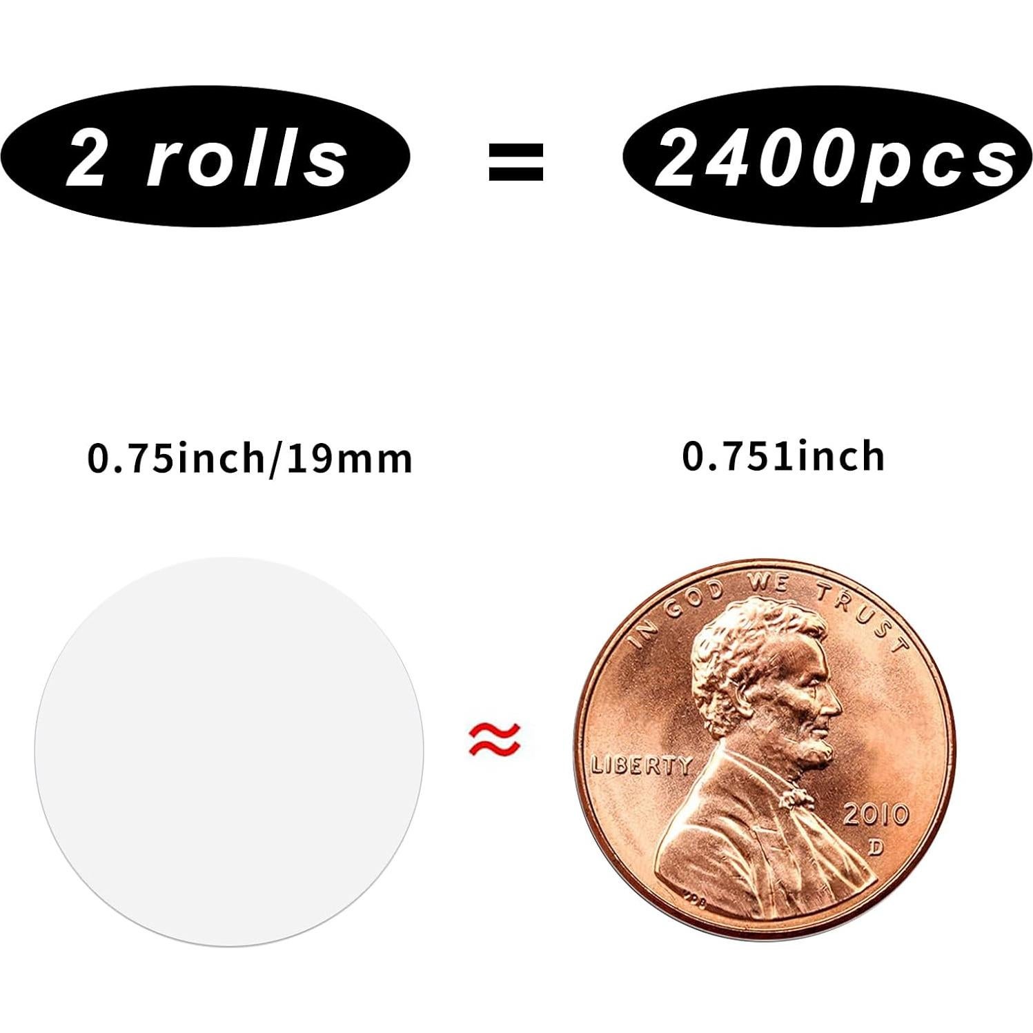 Etiquetas Redondas Autoadhesivas Yeachlaing 1.9 cm 2400 Piezas