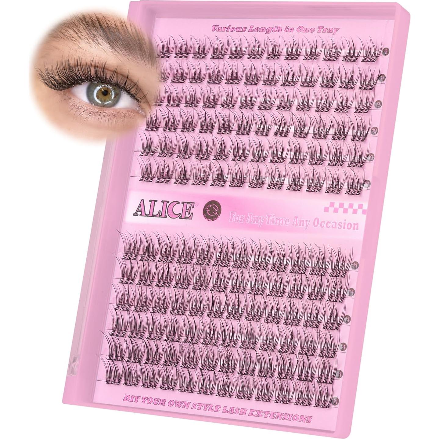 Kit de Extensiones de Pestañas Alice DIY 9-11mm Natural 144Pcs