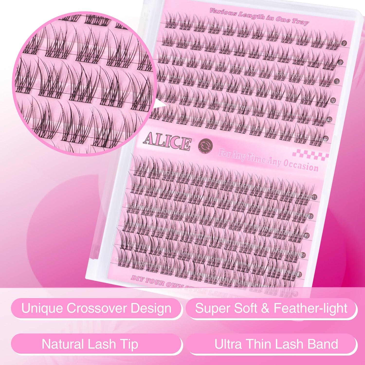 Kit de Extensiones de Pestañas Alice DIY 9-11mm Natural 144Pcs