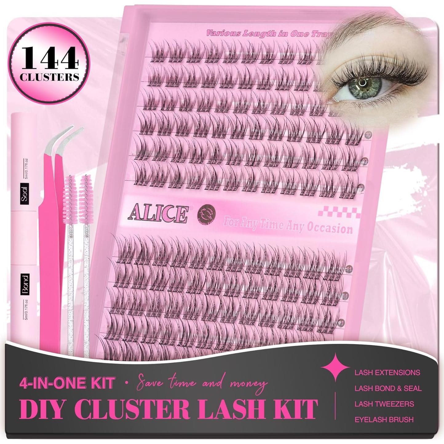 Kit de Extensiones de Pestañas Alice DIY 9-11mm Natural 144Pcs