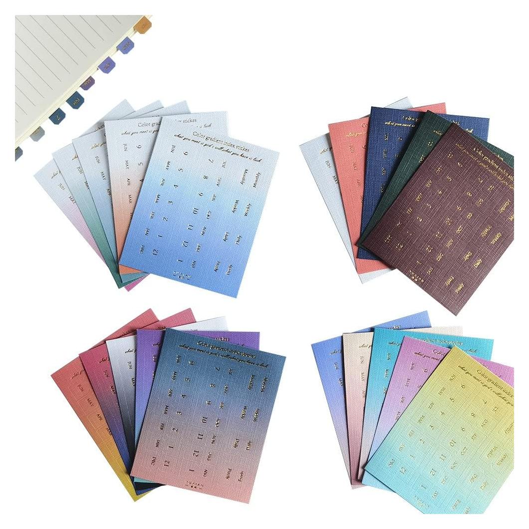 10 Hojas Pestañas Adhesivas Mensuales Etncy Life Coloridas