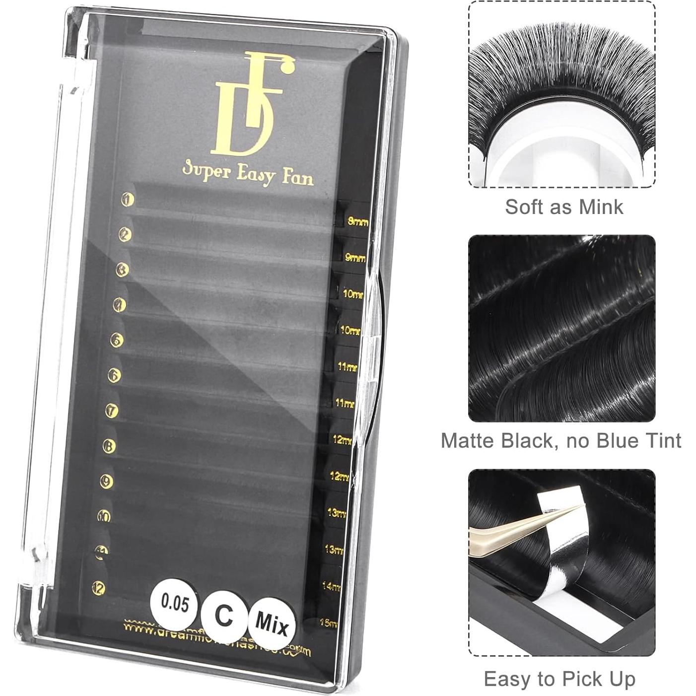 Extensiones de Pestañas de Volumen DF Easy Fan 0.07 D 15-20mm