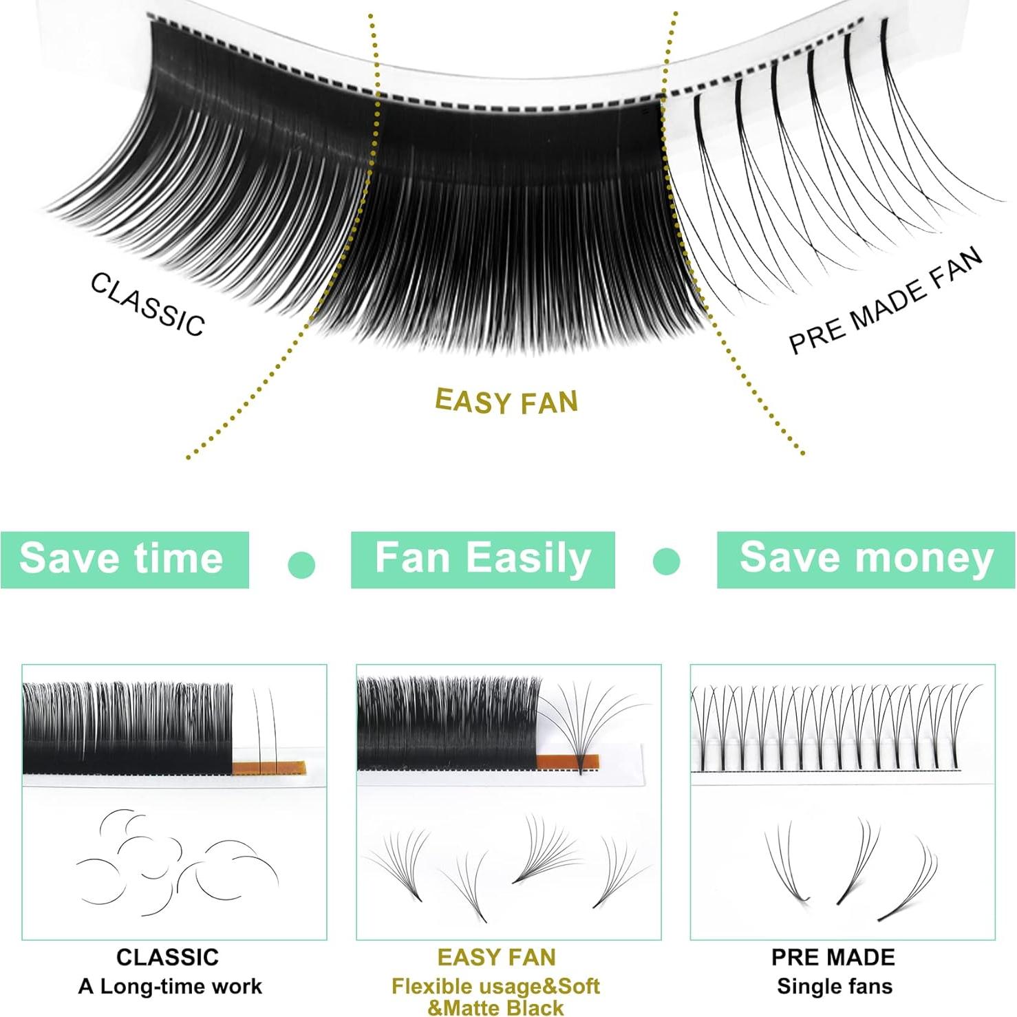 Extensiones de Pestañas Easy Fan CC 0.05 9-20 mm Pro LASHBEAUTY